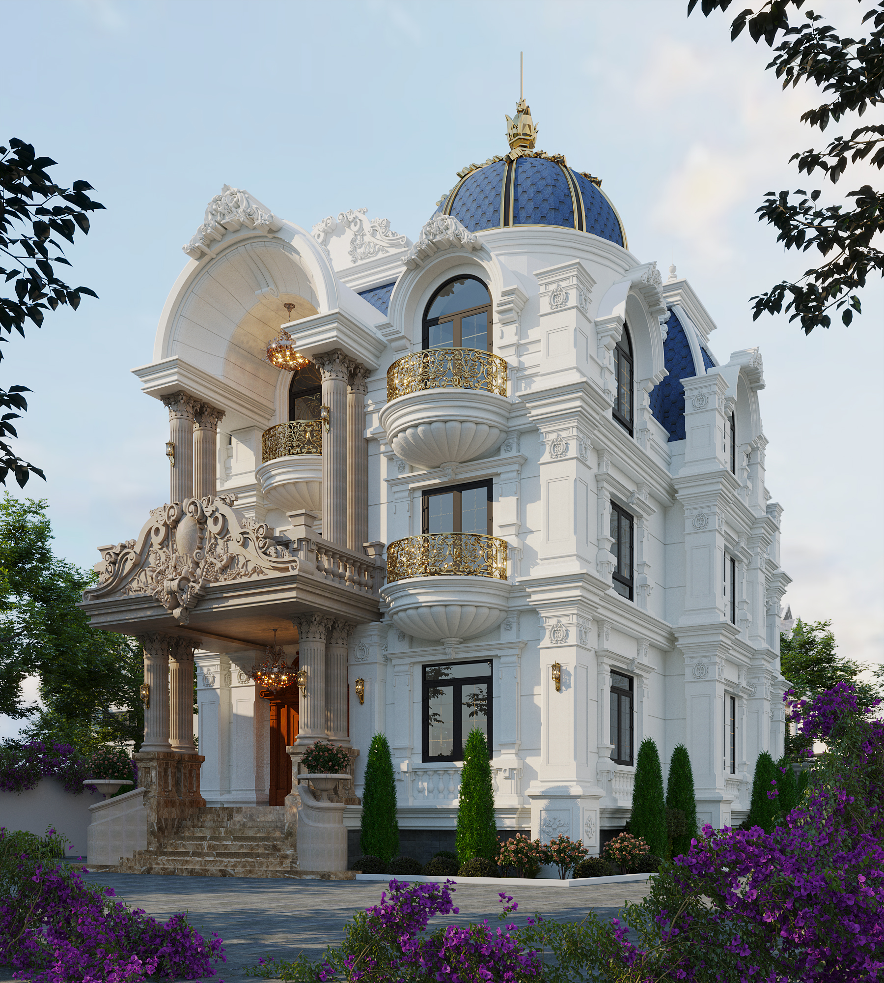 Biệt thự mái vòm phong cách tân cổ điển hiện đại